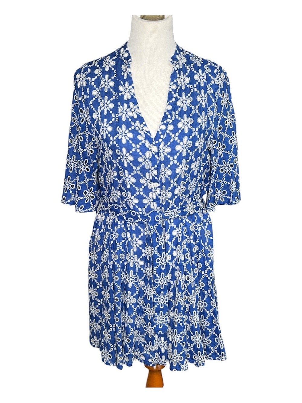 Zara Dress MD Short Cutwork Embroidered Flare Flirty Lined - Picture 2 of 12